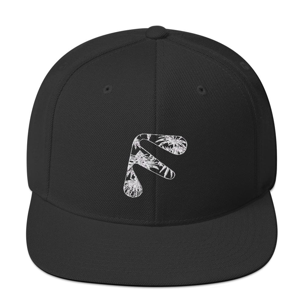Black Friendly Snapback Hat with logo - White