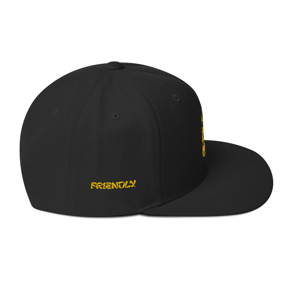 Black Friendly Snapback Hat with logo - Yellow