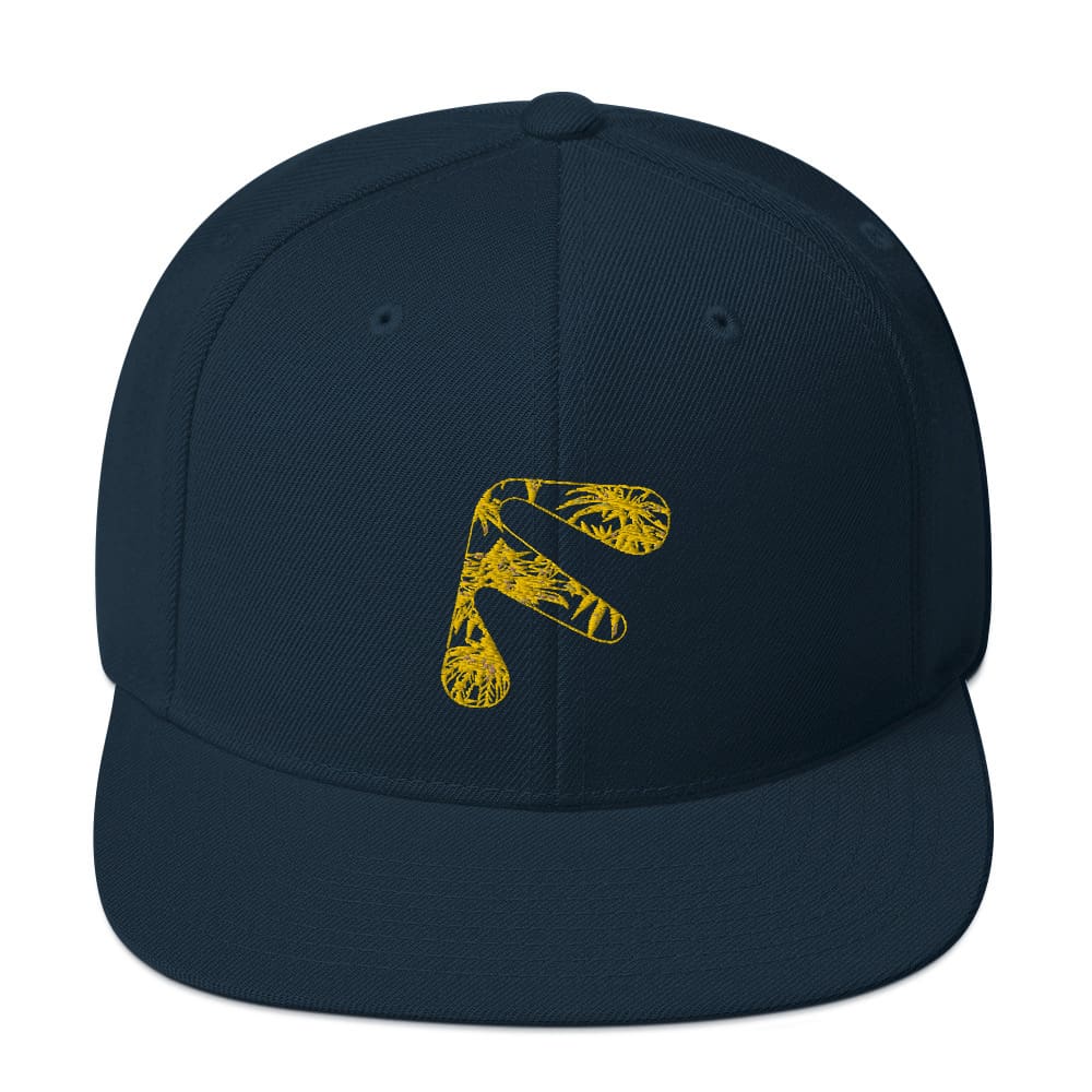 Dark Navy Friendly Snapback Hat with logo - Yellow
