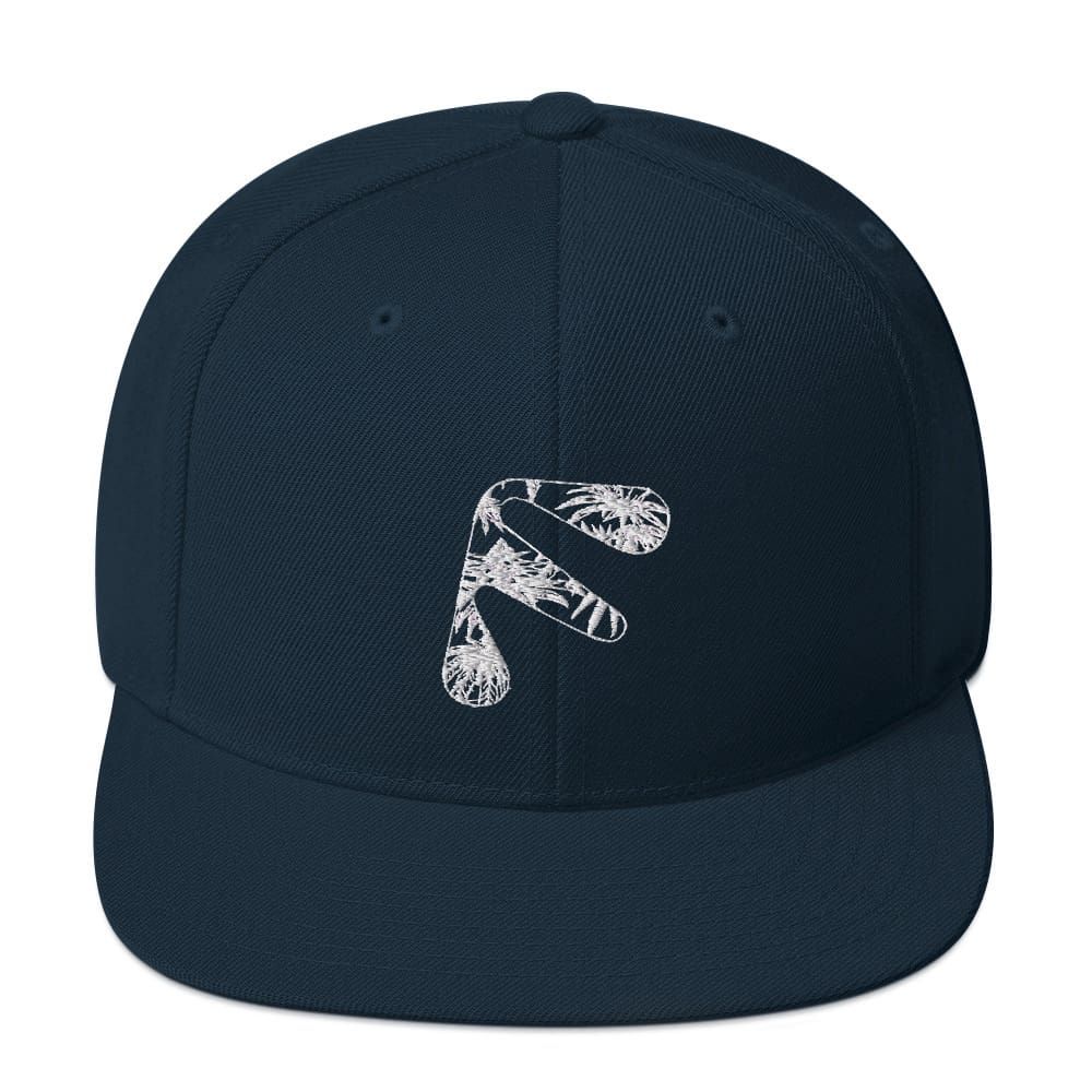 Dark Navy Friendly Snapback Hat with logo - White