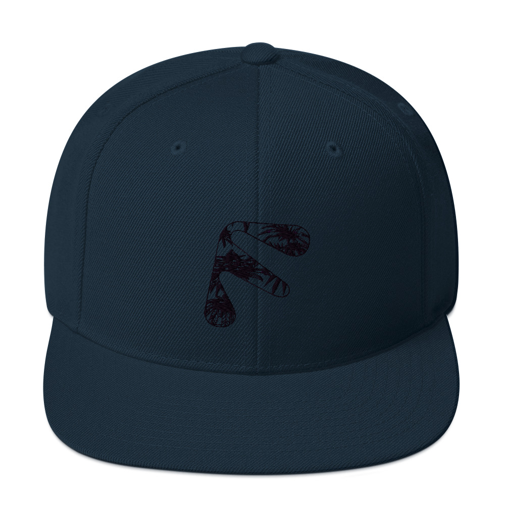Dark Navy Friendly Snapback Hat with logo - Black
