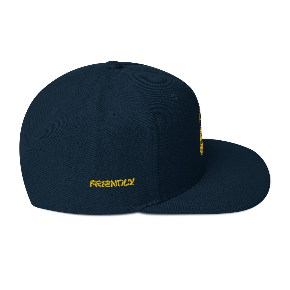 Dark Navy Friendly Snapback Hat with logo - Yellow