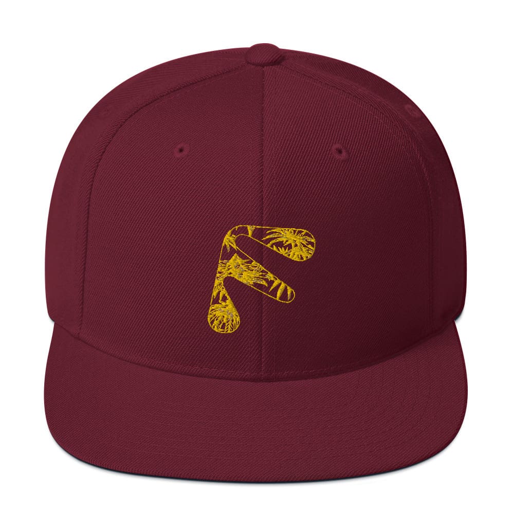 Maroon Friendly Snapback Hat with logo - Yellow