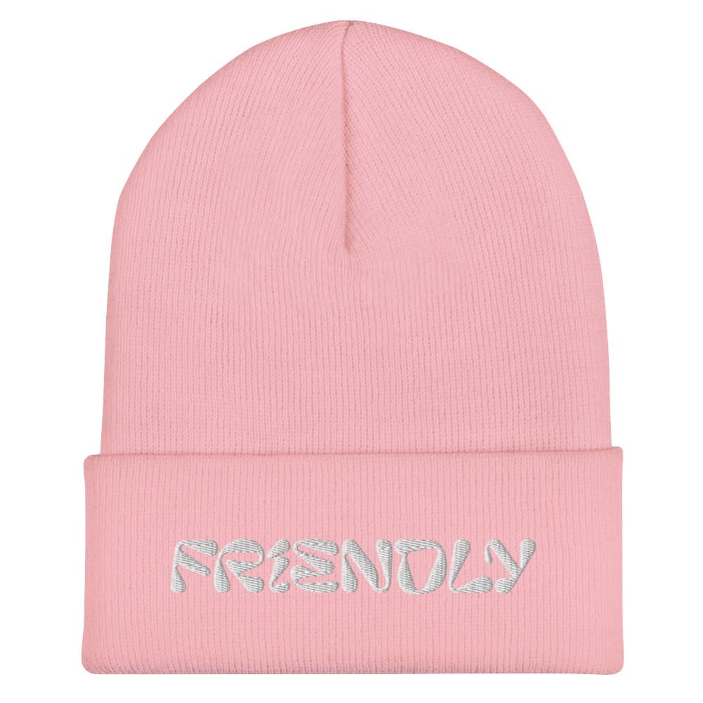 Pink Friendly Beanie with logo - White