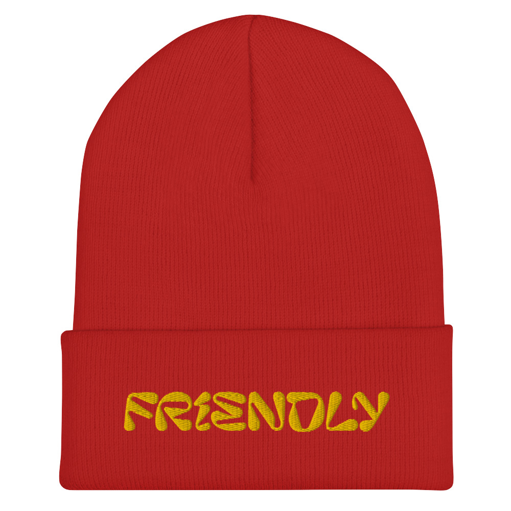 Red Friendly Beanie with logo - Yellow