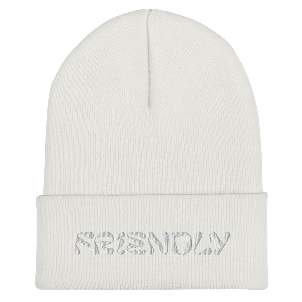 White Friendly Beanie with logo - White