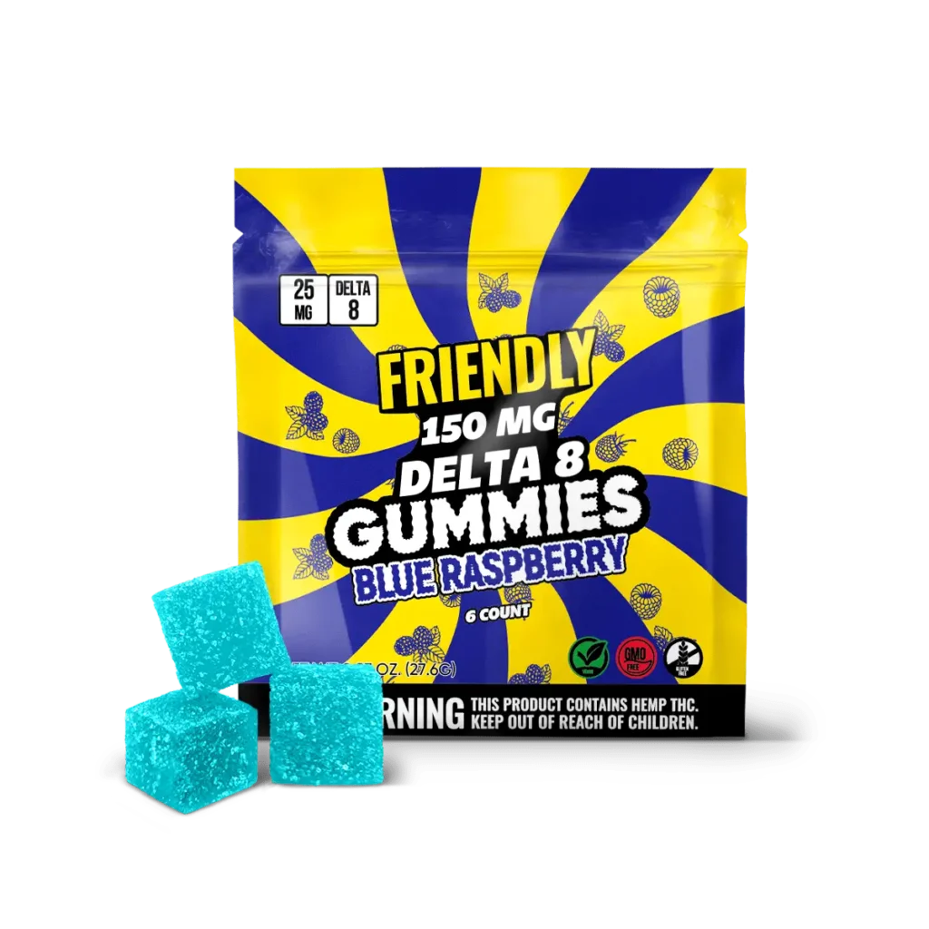 Image of Friendly Hemp's Delta 8 150mg Gummies in Blue Raspberry