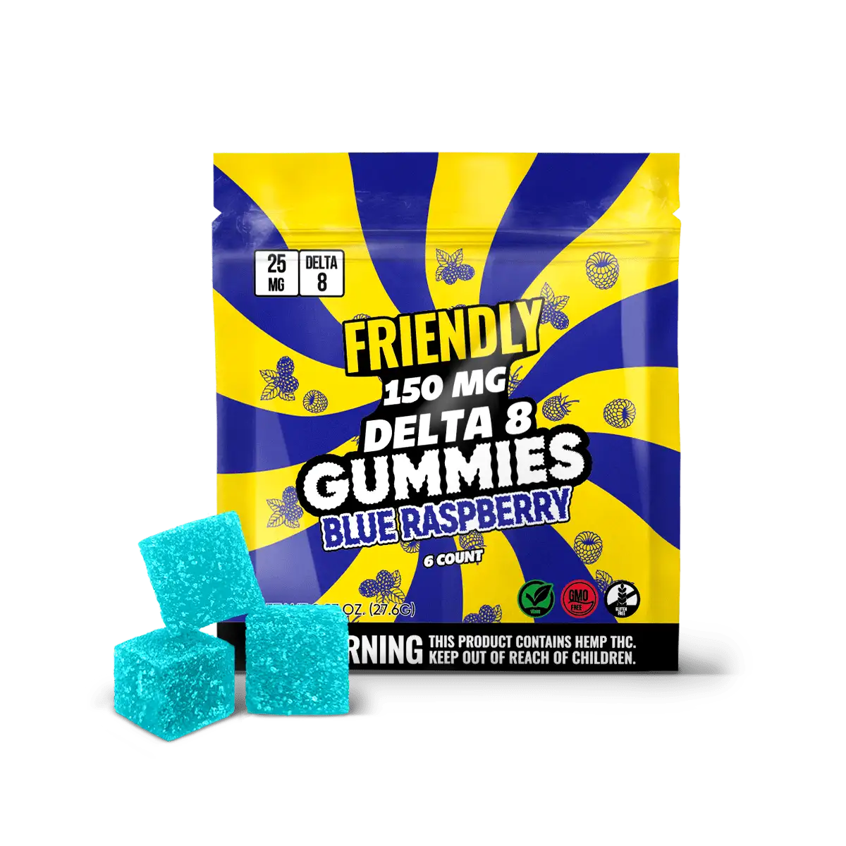 Image of Friendly Hemp's Delta 8 150mg Gummies in Blue Raspberry