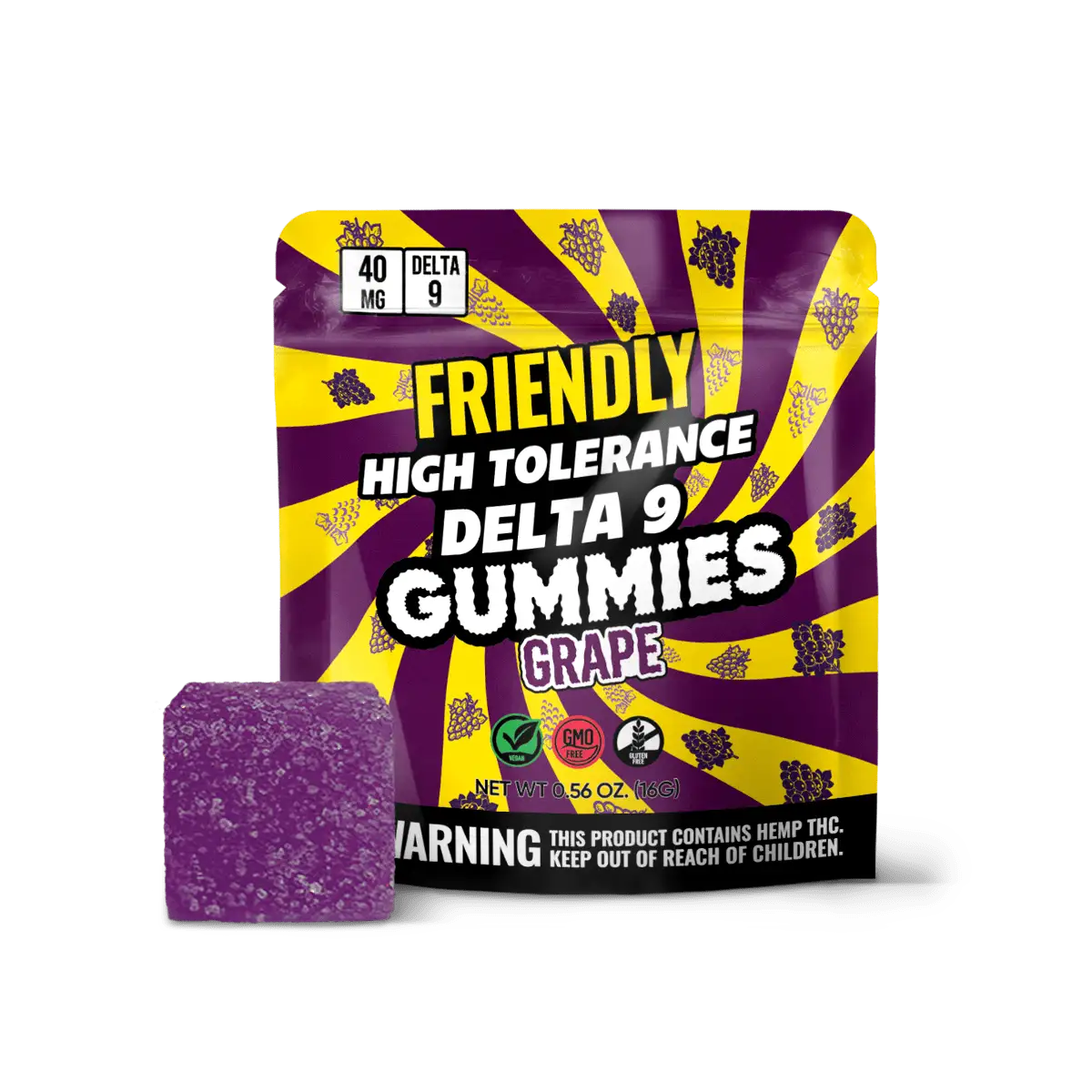 Image of Friendly Hemp's Delta 9 40MG Gummy 5 Pack in Grape